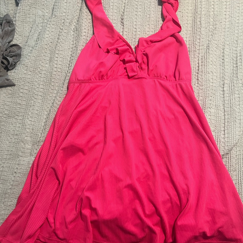 New w/ hygiene sticker Vibrant Pink Ruffle One Piece Swimsuit/ Swim Dress